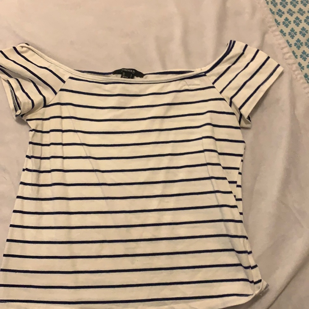 Off the shoulder striped crop top